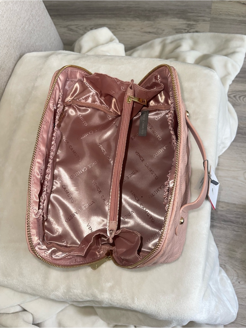 Vince Camuto Rose Quilted Travel Cosmetic Case
